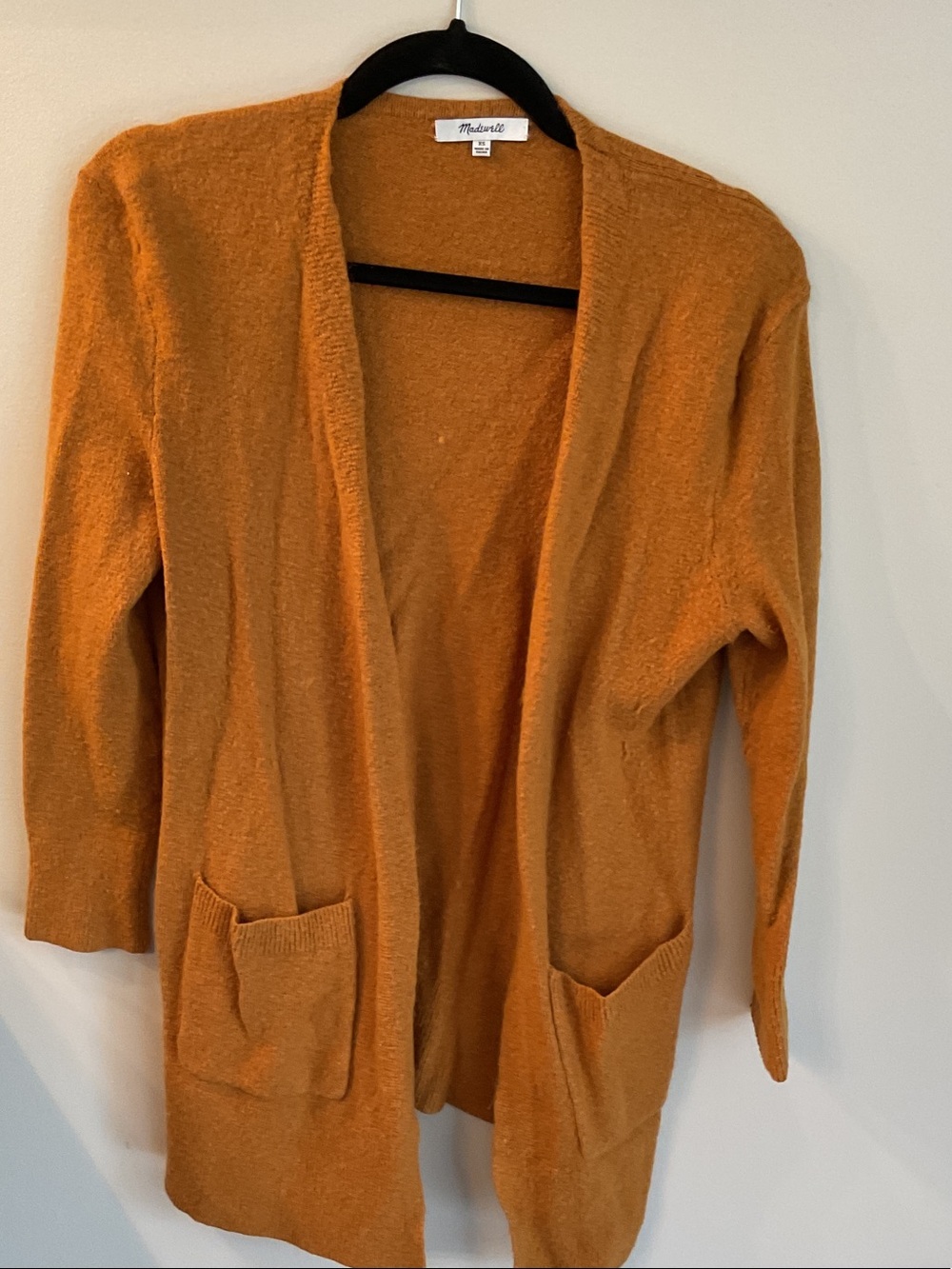 Madewell Open-Front Orange Cardigan with Pockets